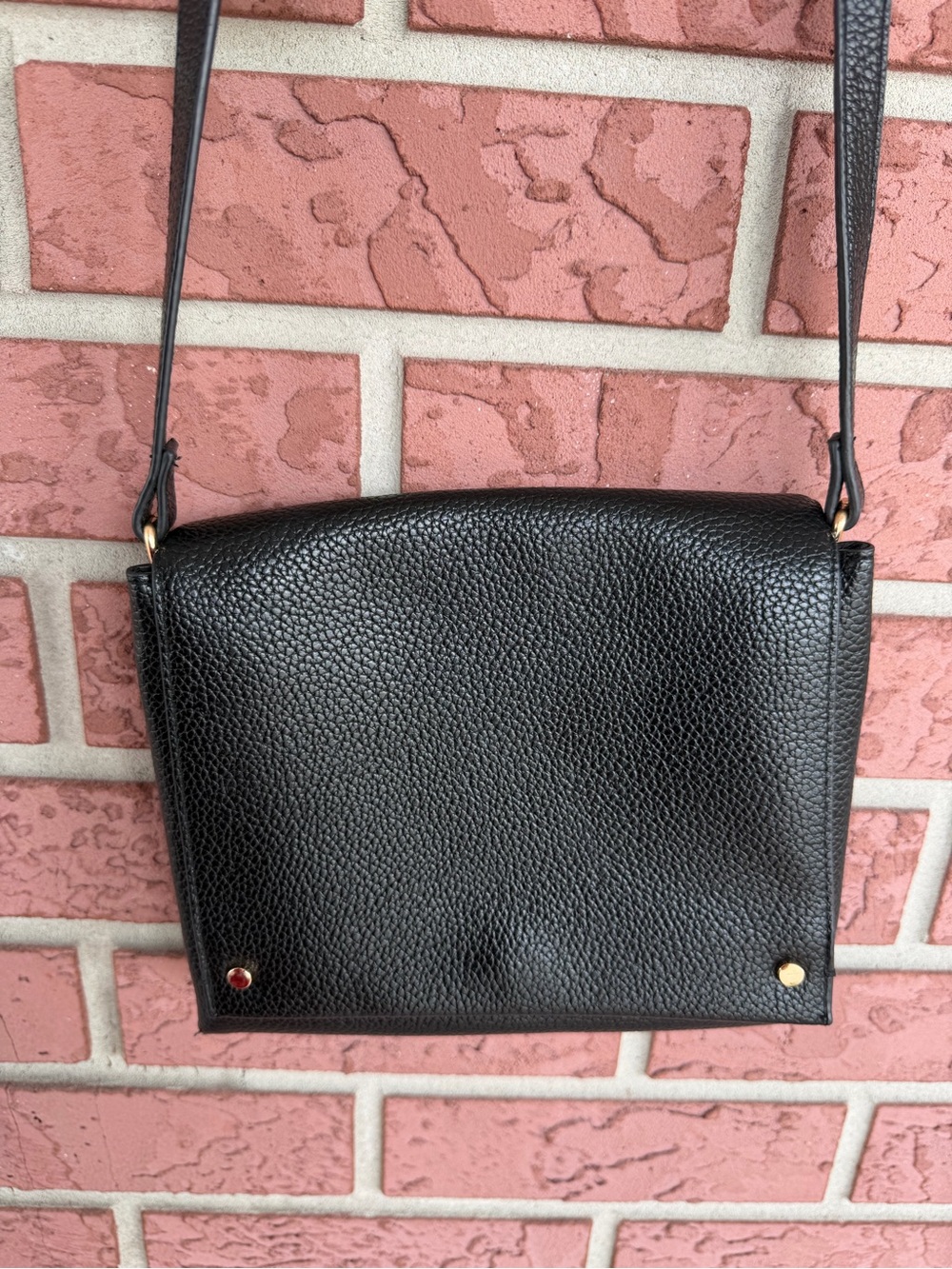 Classic Black Pebbled Leather Crossbody Bag